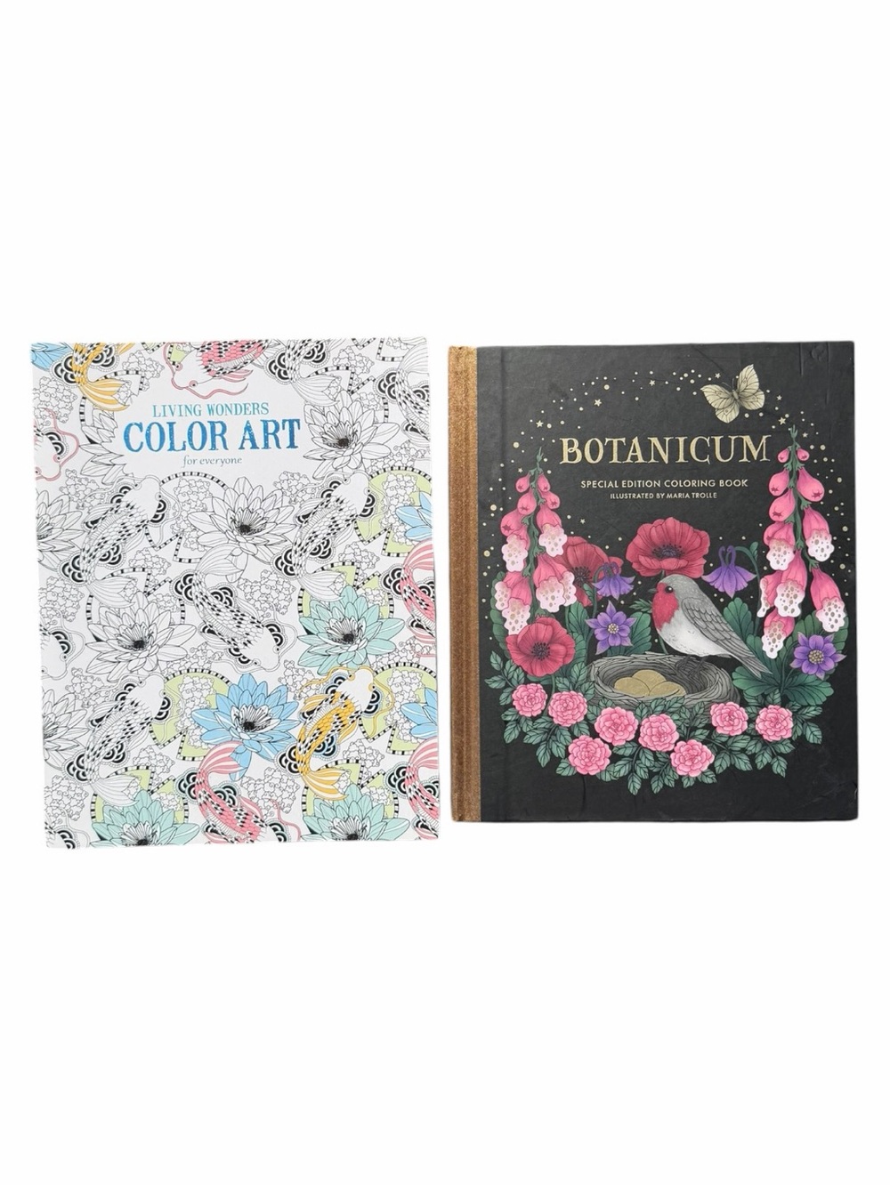 Living Wonders Color Art & Botanicum Adult Coloring Book Set of 2
